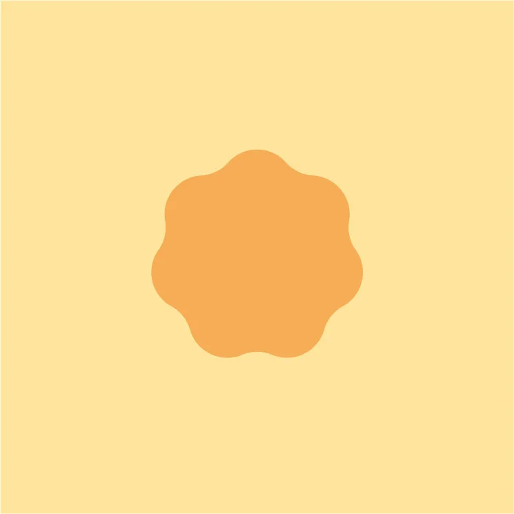 Orange flower shape on yellow background